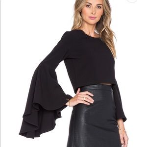 Backstage Revolve Farrah Crop top Exaggerated long sleeves Black Size XS